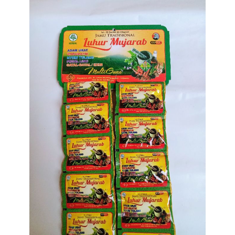 Jamu tradisional Luhur Mujarab Kapsul Asem Urat Rheumatik Nyeri tulang pegel linu Gatal-gatal Exim I