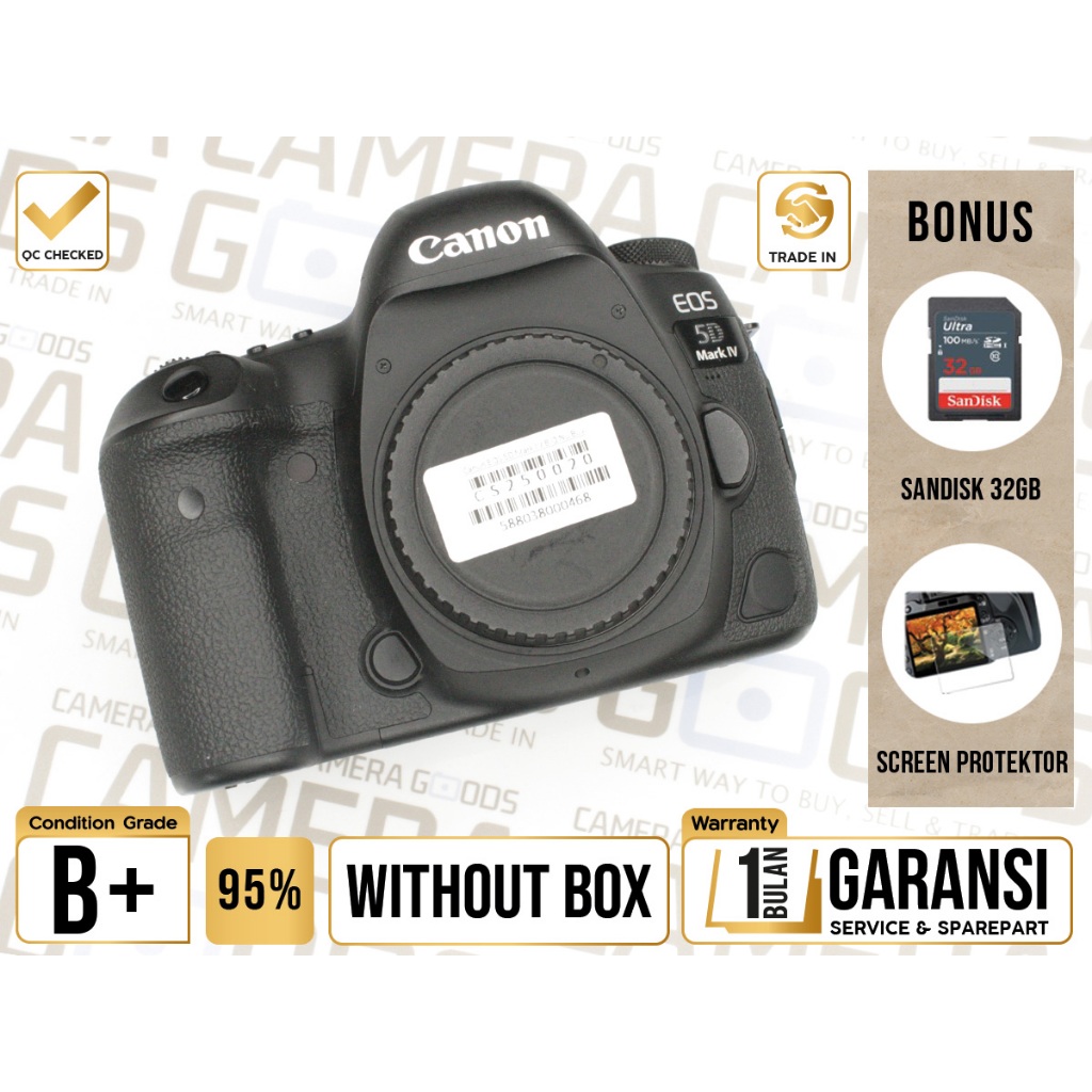 Canon EOS 5D Mark IV DSLR Camera Full Frame Body Only - Grade B+ - CS250020 Kamera Profesional Digit