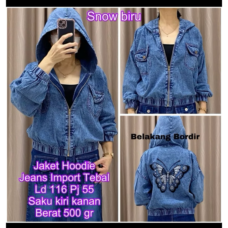 JACKET JEANS HOODIE OVERSZE  JUMBO