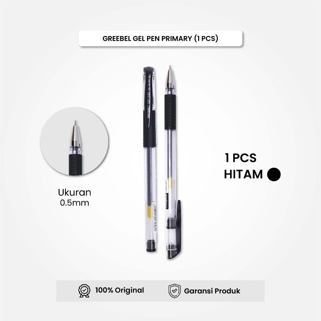 

GREEBEL Gel Pen Pulpen Pena GP-510 Primary Hitam 0.5 (1PCS) / Pulpen Gel Murah Grosir