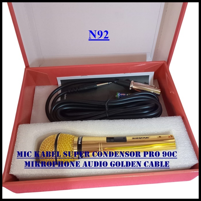N92 MIC KABEL SUPER CONDENSOR PRO 90C MIK KONDENSOR PEKA SENSITIF MIKROPHONE AUDIO GOLDEN CABLE CABE
