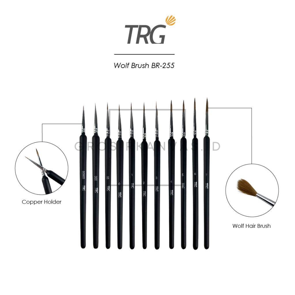 

TRG Kuas Lukis Bulu Serigala Premium Cat Air Minyak Akrilik Poster BR-255 - Professional Watercolor Acrylic Paint Art Wolf Hair Brush Round Pen Type Detail Artist Bristles Painting TRG