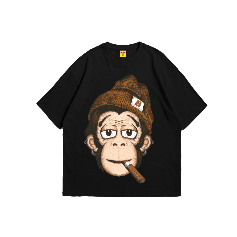 Market Monkey Kaos Pria Wanita Bob Smoke Black