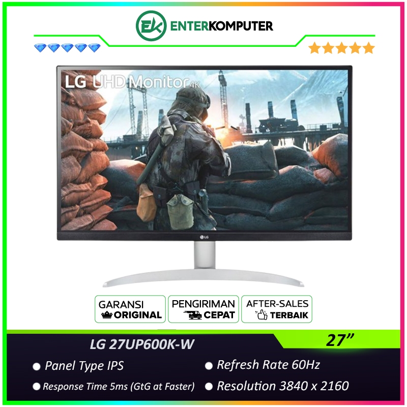 LG 27UP600K-W 27" UHD 4K IPS HDR400 Monitor / Monitor 27 Inch
