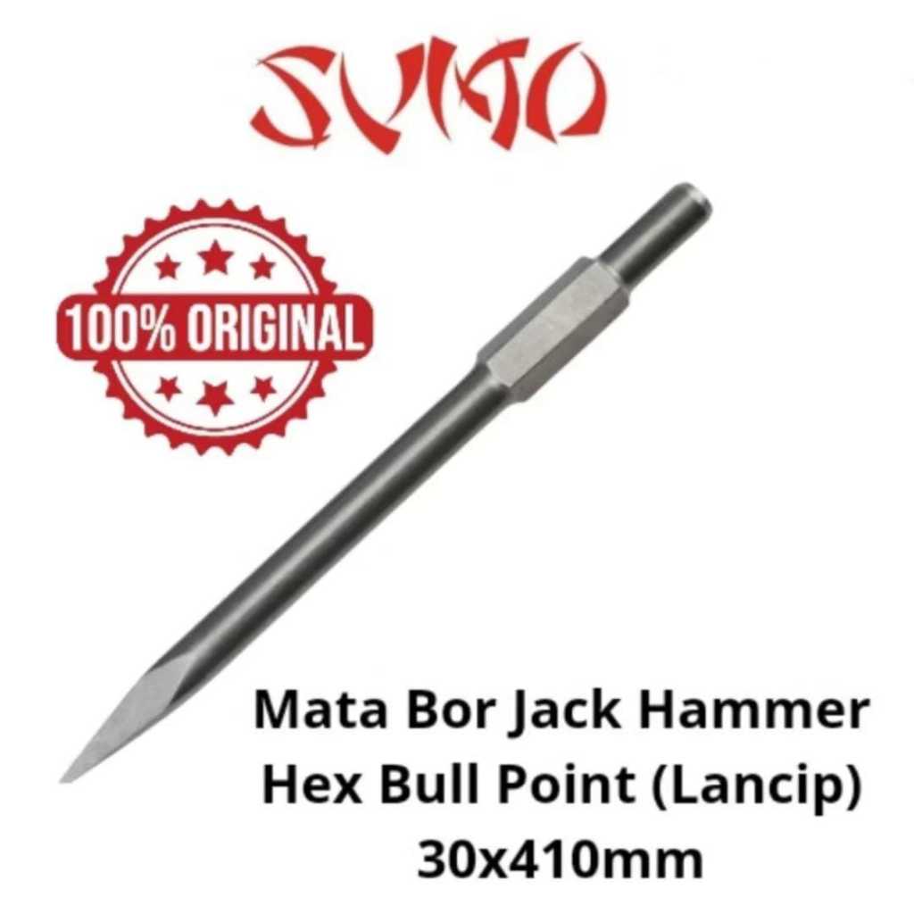 Mata Bor Jack Hammer Hex Bull Point(Lancip) 30x410mm SUMO 100% ORIGINAL/Mata Bor Bobok Lancip Untuk 