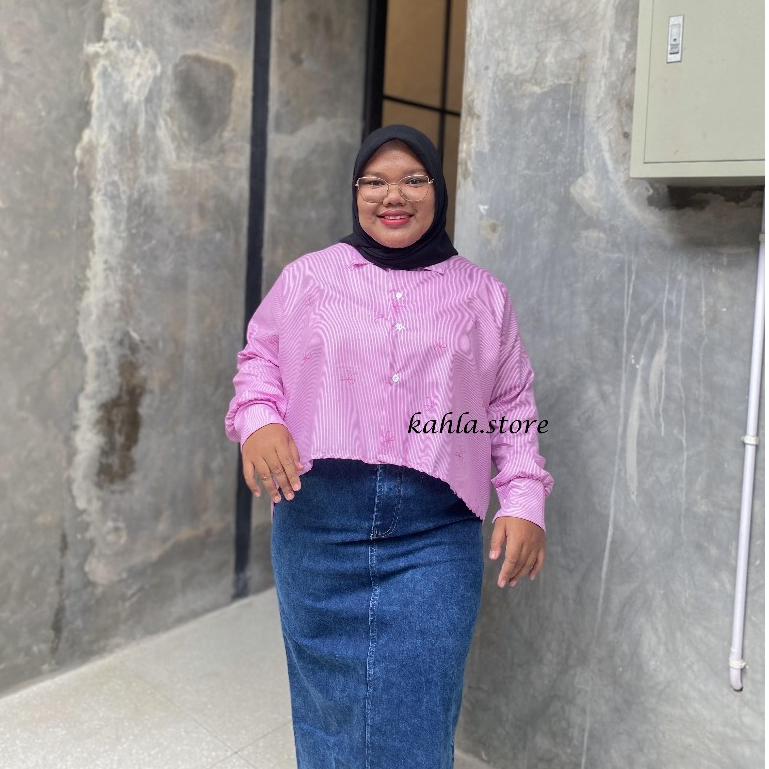 [KAHLA] - Lita Kemeja Crop Top Jumbo Wanita