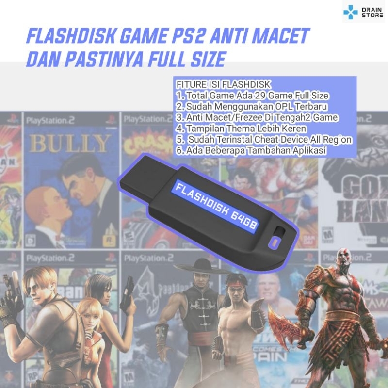 FLASDISK PS2 64GB / FD  GAME PS2 SUPPORT SEMUA PS2
