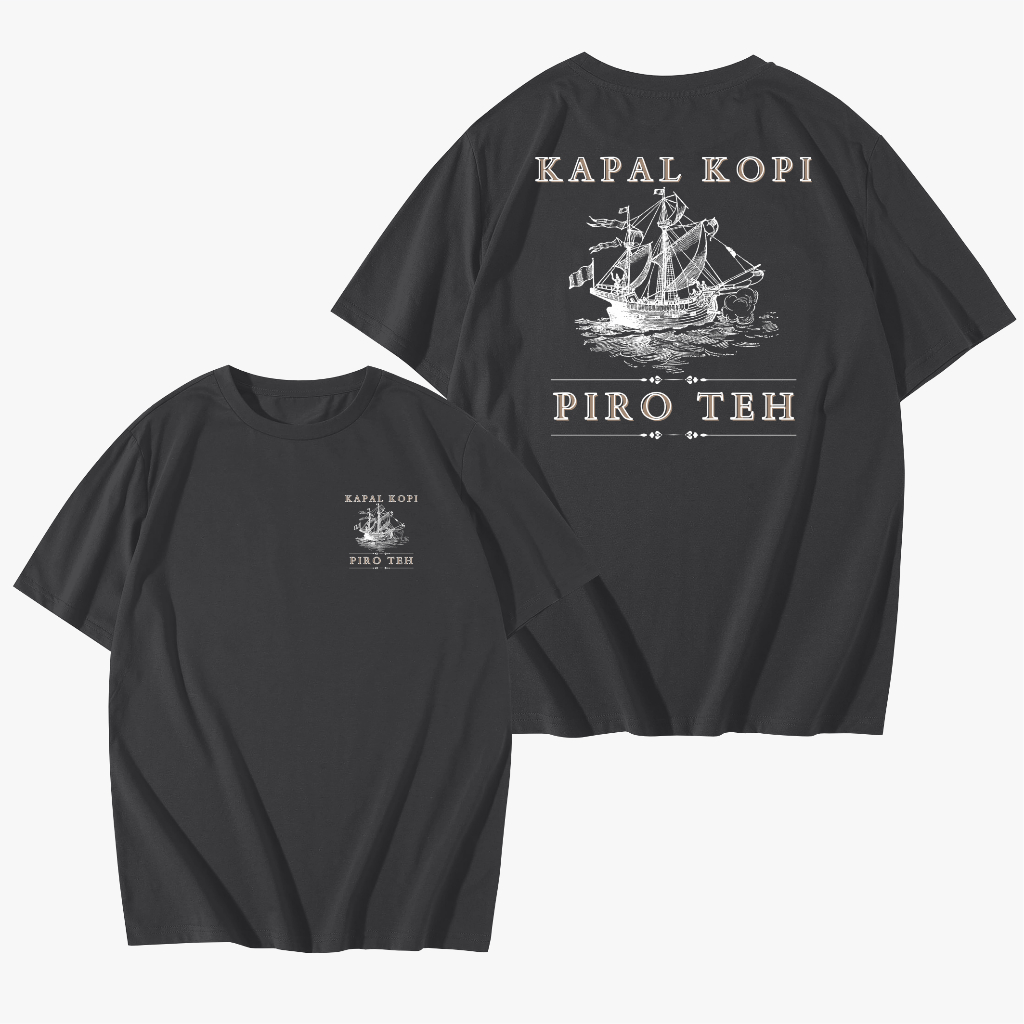 Limo Kaos hitam Kata Plesetan Kapal Kopi Piro Teh T-shirt cotton combed