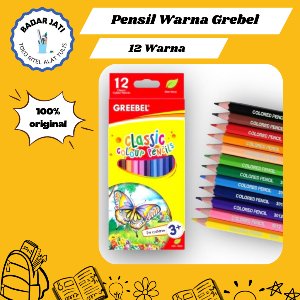 

Pensil Warna Greebel 12 warna panjang ( 1set/12warna )