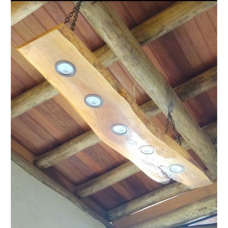 Lampu gantung kayu jati solid unik aesthetic