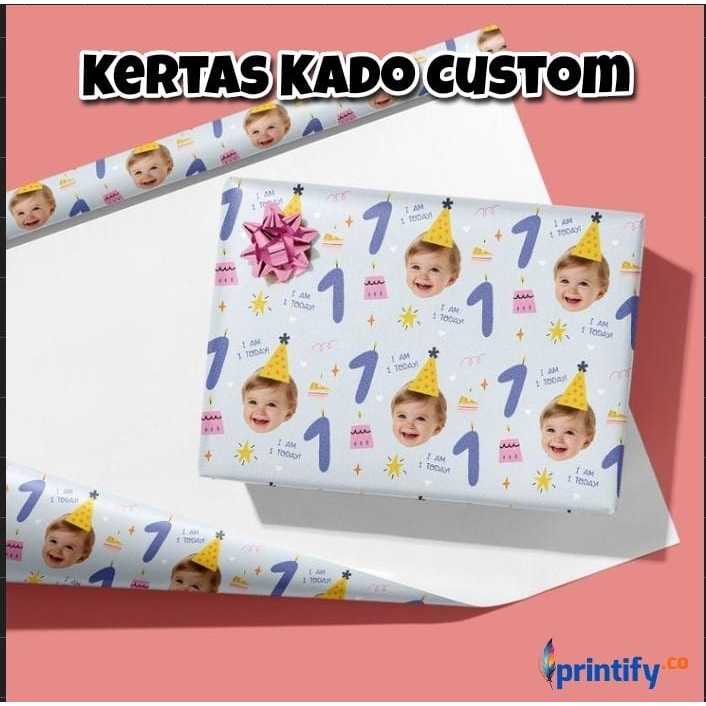 

(1 HARI JADI) Kertas kado Custom wajah bebas design TERMURAH