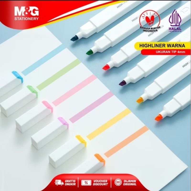 

M&G - Stabilo Pastel Marker Ultra-Simple Square Highlighter - 12 Warna