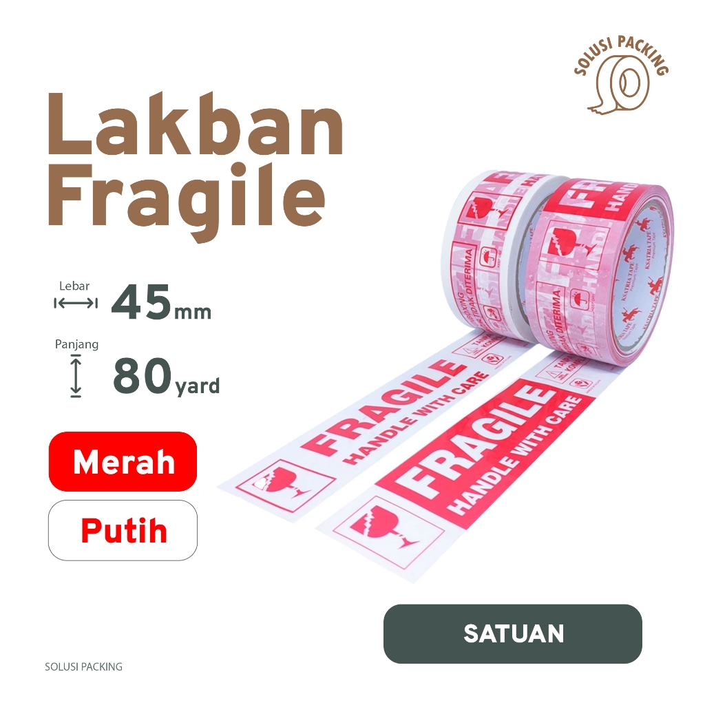 

Lakban FRAGILE Ksatria OPP Tape Lakban Isolasi UNBOXING 45mm 80 Yard 48micron | SOLUSI PACKING