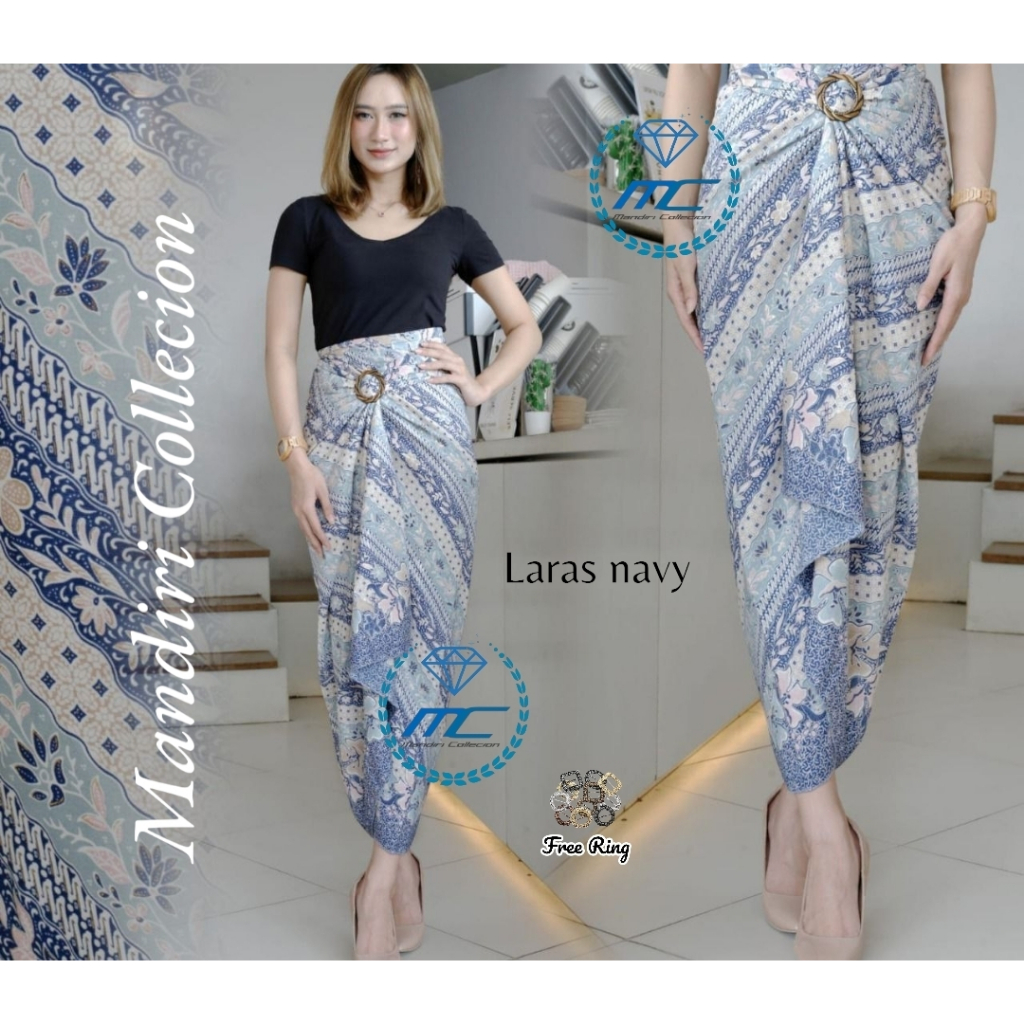 Rok Lilit Jemputan Motif Laras Bawahan Kebaya Wanita Bahan Poli Micro All Size Gratis Ring