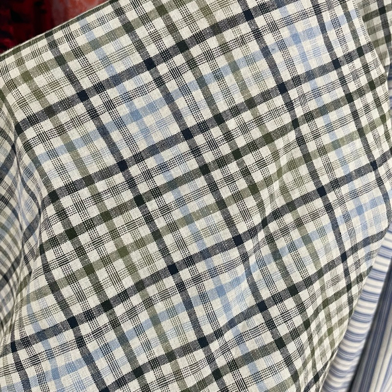 kain katun motif - kain katun linen motif kotak premium - kain katun linen original - kain katun lin