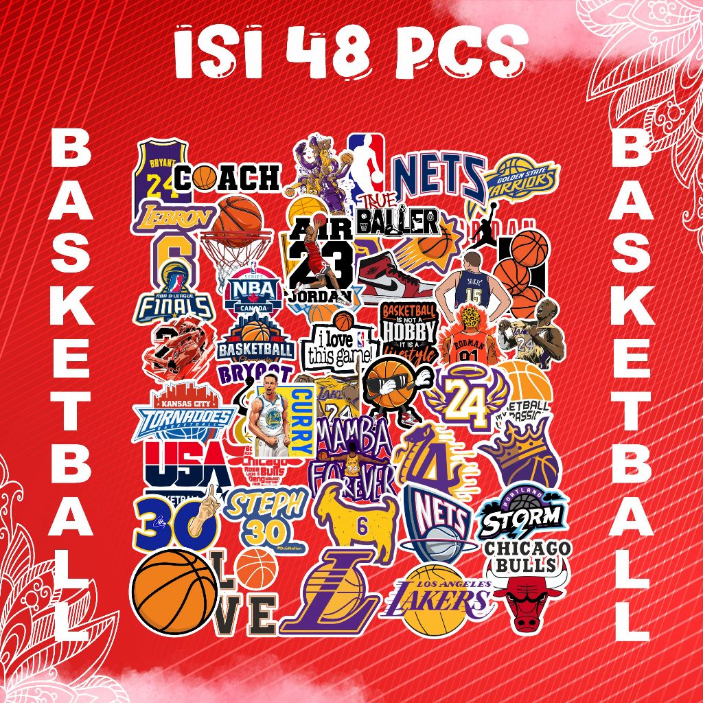 

STICKER BASKET 48 PCS | DESAIN KEREN & BERKUALITAS | STIKER VINYL ANTI AIR, ANTI LUNTUR, UNTUK DEKORASI GADGET & PERALATAN OLAHRAGA!