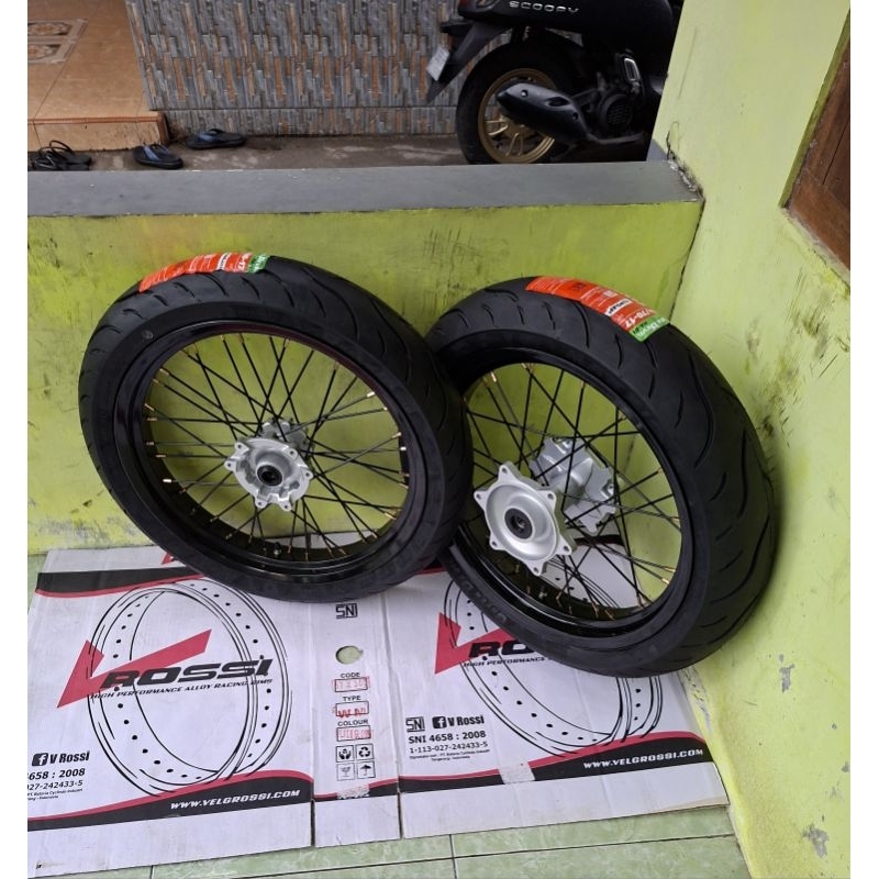 Sepaket Velg Supermoto CRF 150L set ban Maxxis full baru