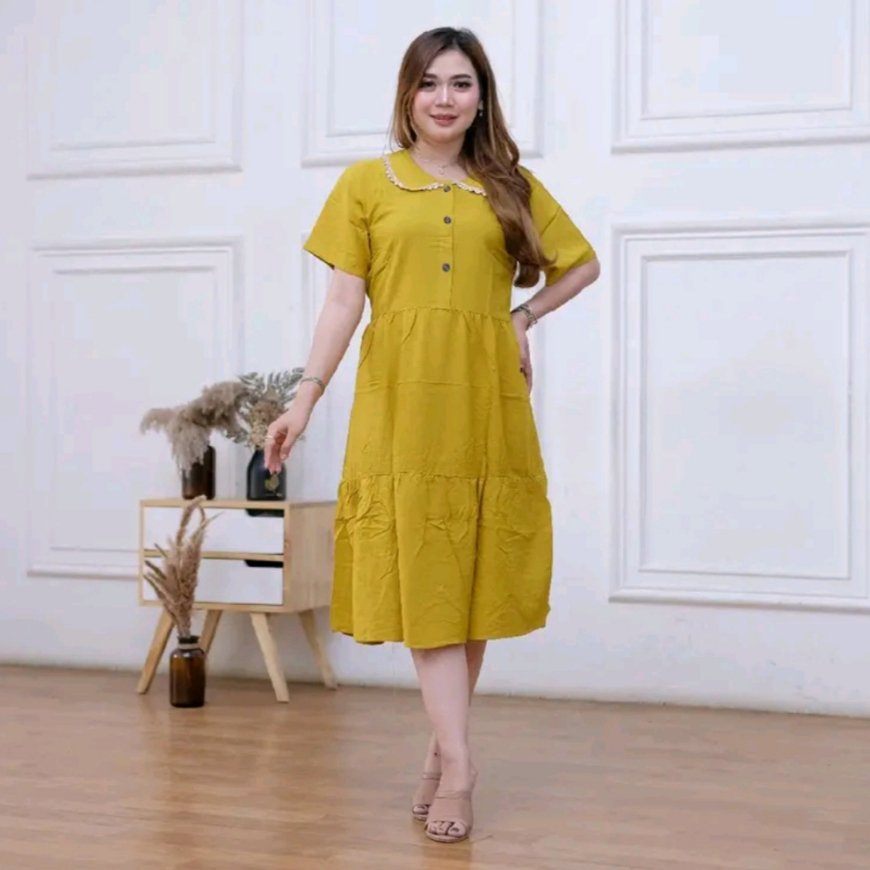 daster rayon renda midi elegan 40 kg-70 kg nyaman santai daster cantik home dres daster polos pendek