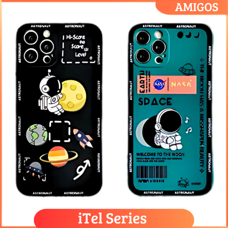Casing Untuk Itel A60 A60S P40 S23 Case Cute Little Astronot Space Liquid Premium