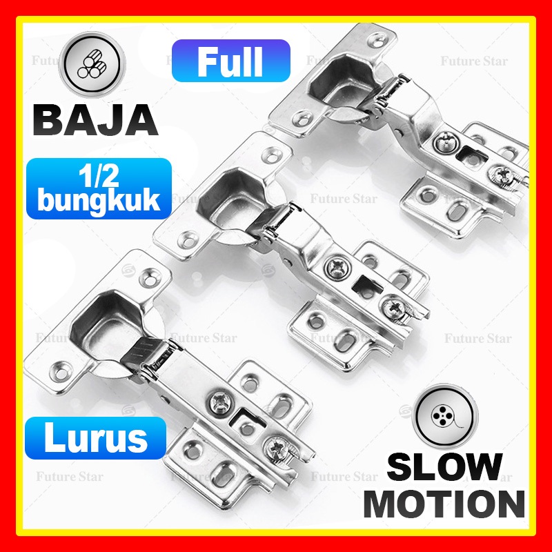 Engsel Sendok Slow Motion Hidrolik / Engsel Lemari Kecil / Soft Close Door Concealed Hinges Closing 