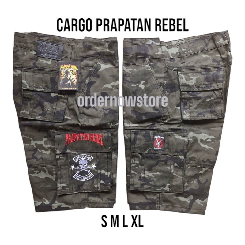 celana pendek cargo prapatan rebel bandung original camo bones hijau.prapatan rebel official