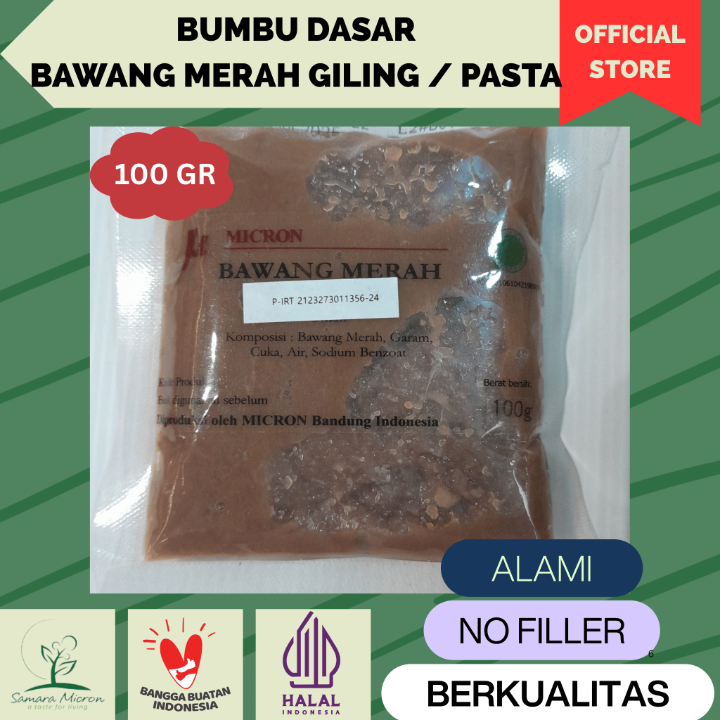 

Bumbu Dasar Samara Micron - Bawang Merah Giling / Pasta - 100 Gram