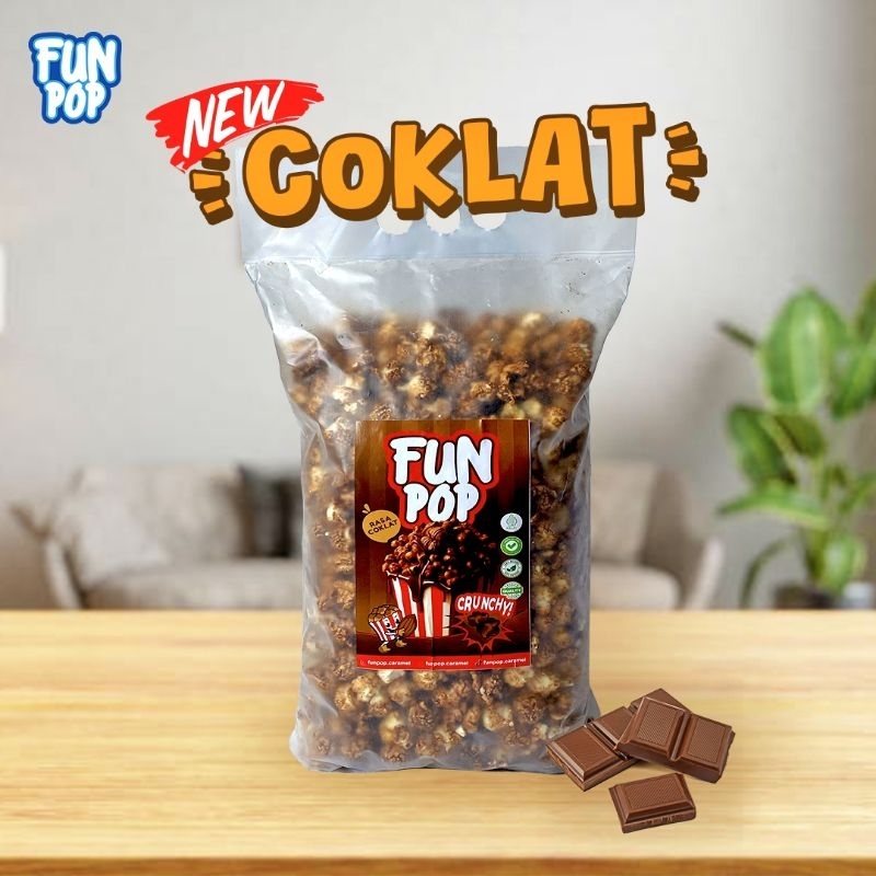 

(BARU) Popcorn Funpop Cokelat 1 pax 500gram | snack cemilan jagung berondong rasa cokelat
