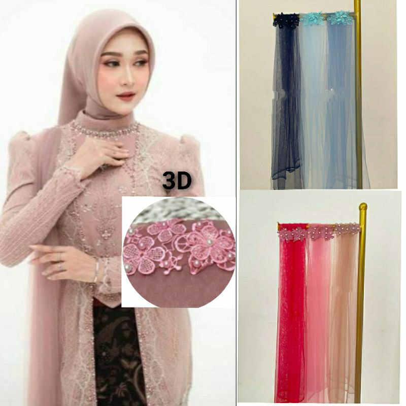 Selendang Tile Kebaya 3D / Selendang Pundak / Slayer Kebaya / Aksesories Pundak Kebaya Tile