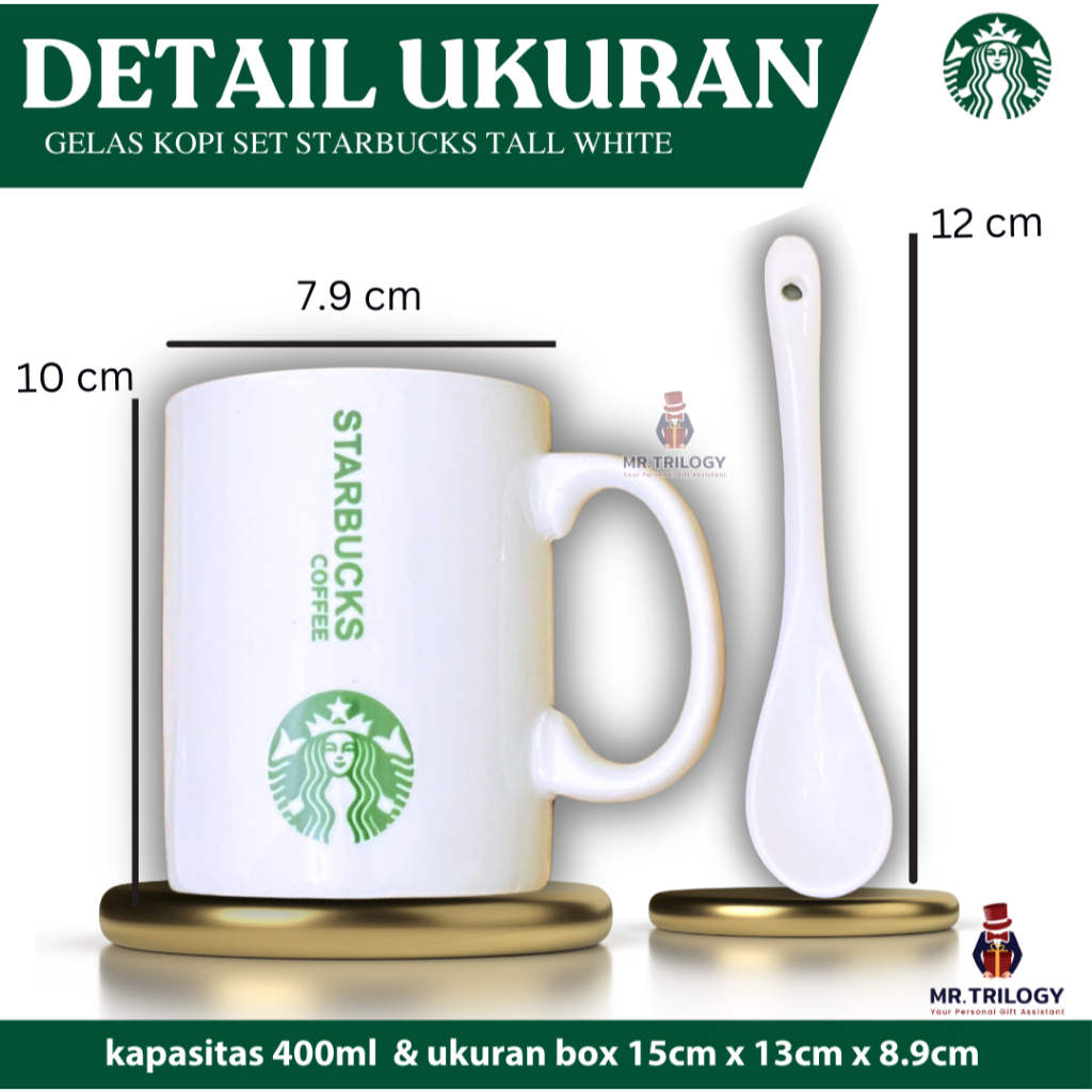 asad Hampers Gelas Cangkir STARBUCKS TALL WHITE Coffee Cup Cangkir Set Keramik Mug Kopi Tahan Panas