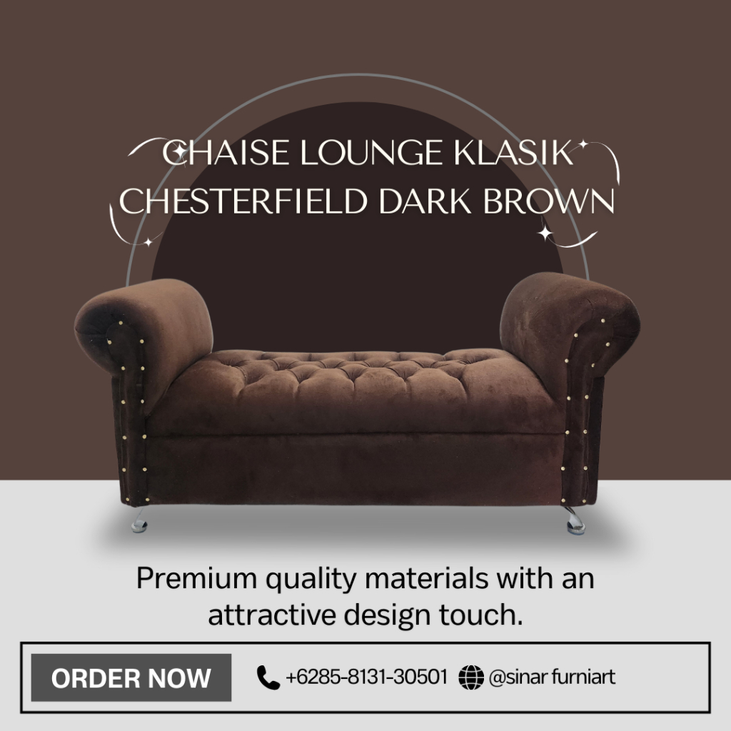 Bench Sofa Klasik dengan Kaki Chrome & Detail Kancing Bench Minimalis / Bench Tangan