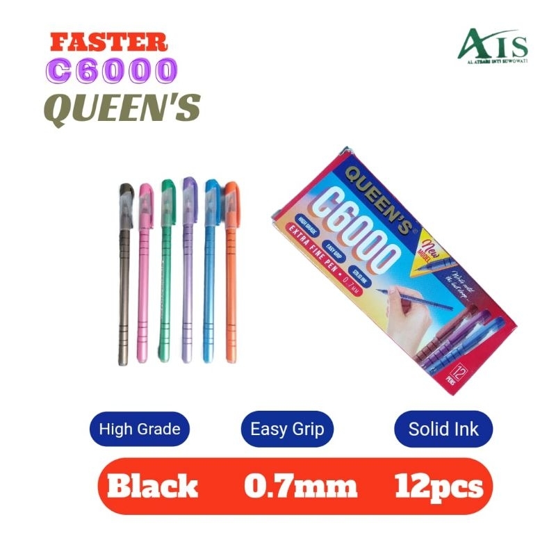 

1pak 12pcs Pulpen QUEEN'S C6000 0,7MM