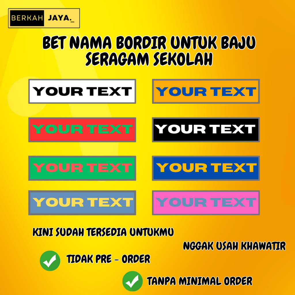 Bet Nama Bordir Untuk Baju Seragam Sekolah
