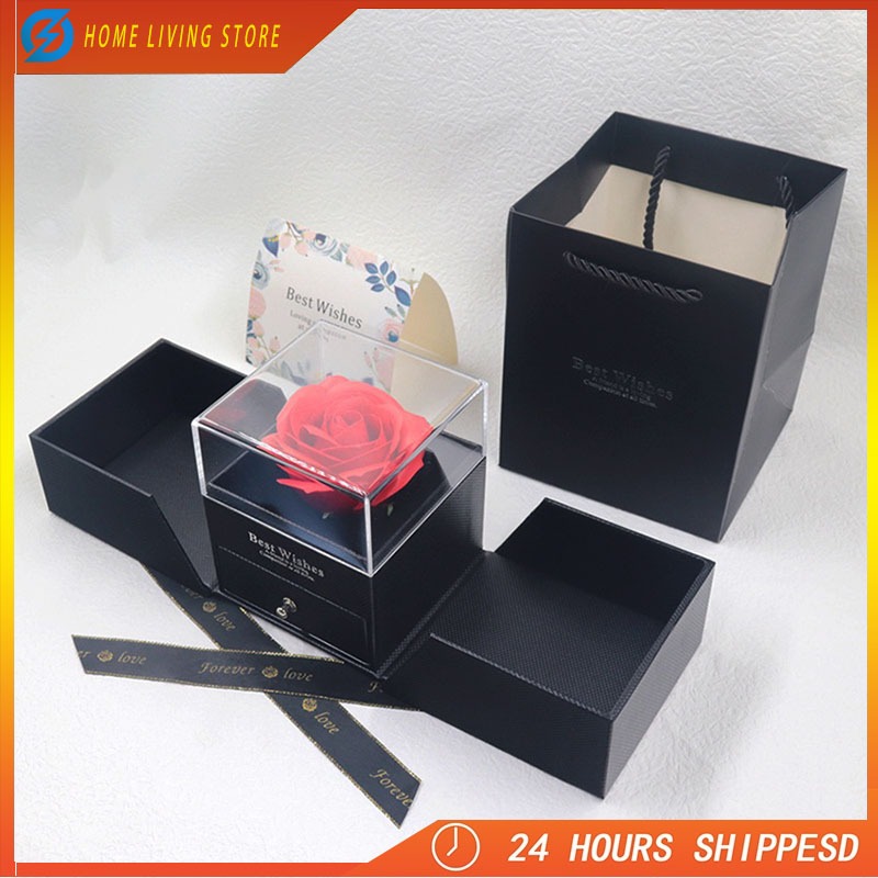 

COD Eternal Rose Gift Box Mawar hadiah Valentine Kotak Perhiasan Bunga Mawar Kotak Hadiah Mawar Gift Box