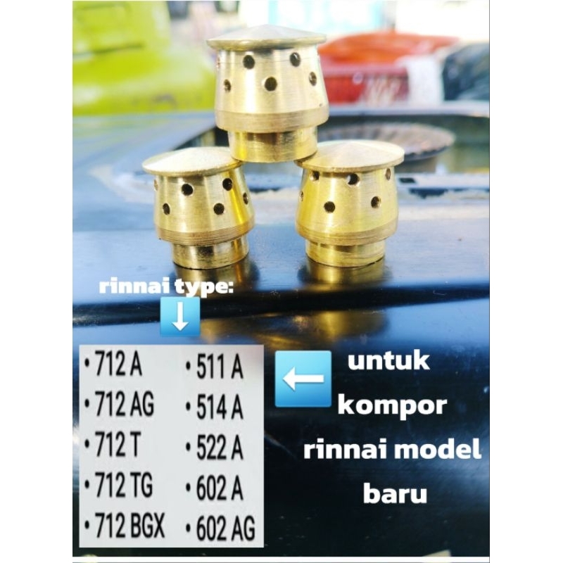 Burner api lilin kompor rinnai baru/api tengah kompor rinnai/kuningan api lilin kompor rinnai