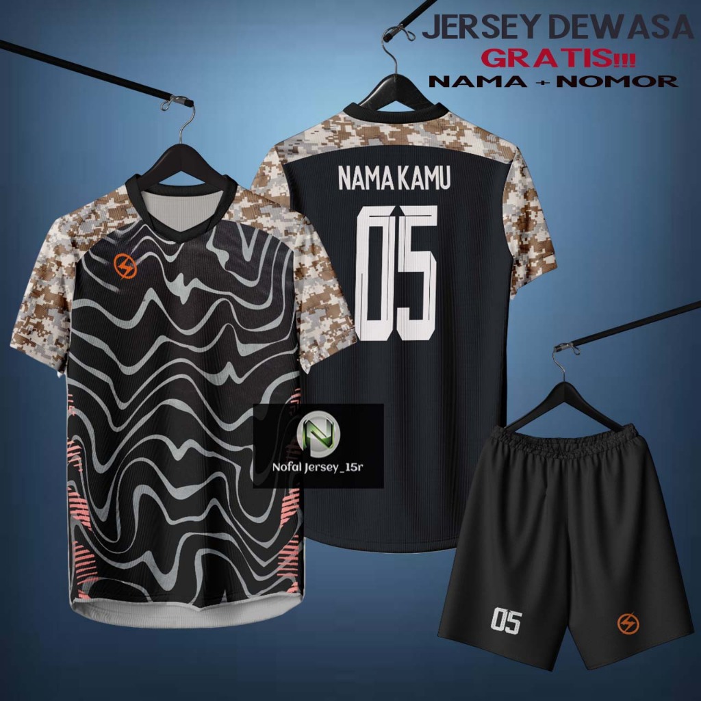 Baju Bola Jersey Futsal Pria Wanita Sablon Nama + Nomer +Logo