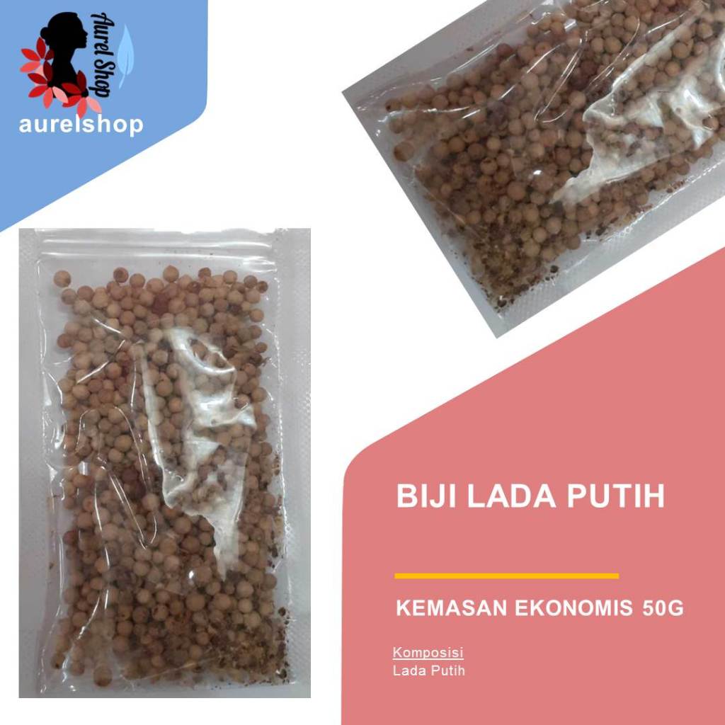 

50 gram Biji Lada Putih kemasan Ekonomis / White Pepper