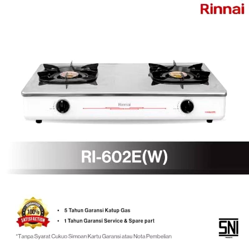 Kompor rinnai 2 tungku RI 602E / EW Putih / Hitam stainless steel