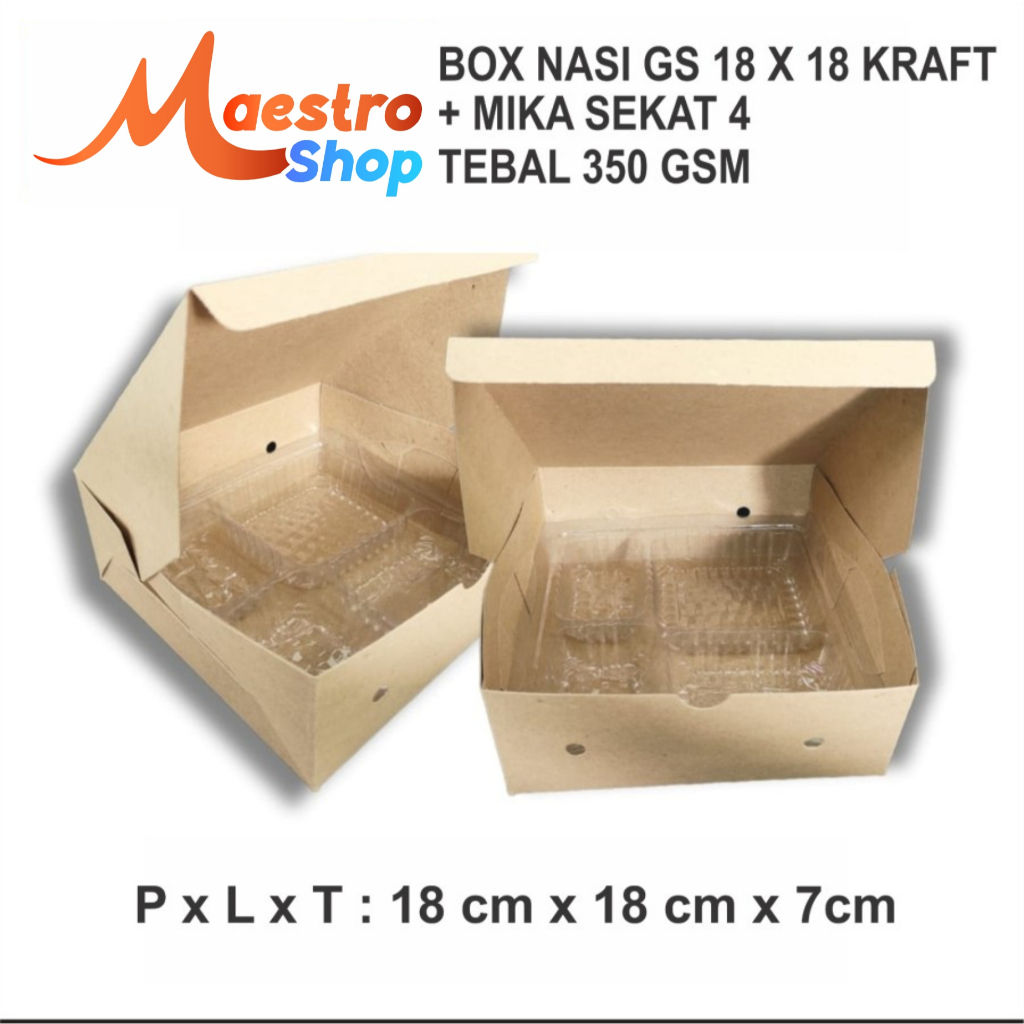 

Box Nasi GS Kraft 18x18 Plus Mika Sekat 4