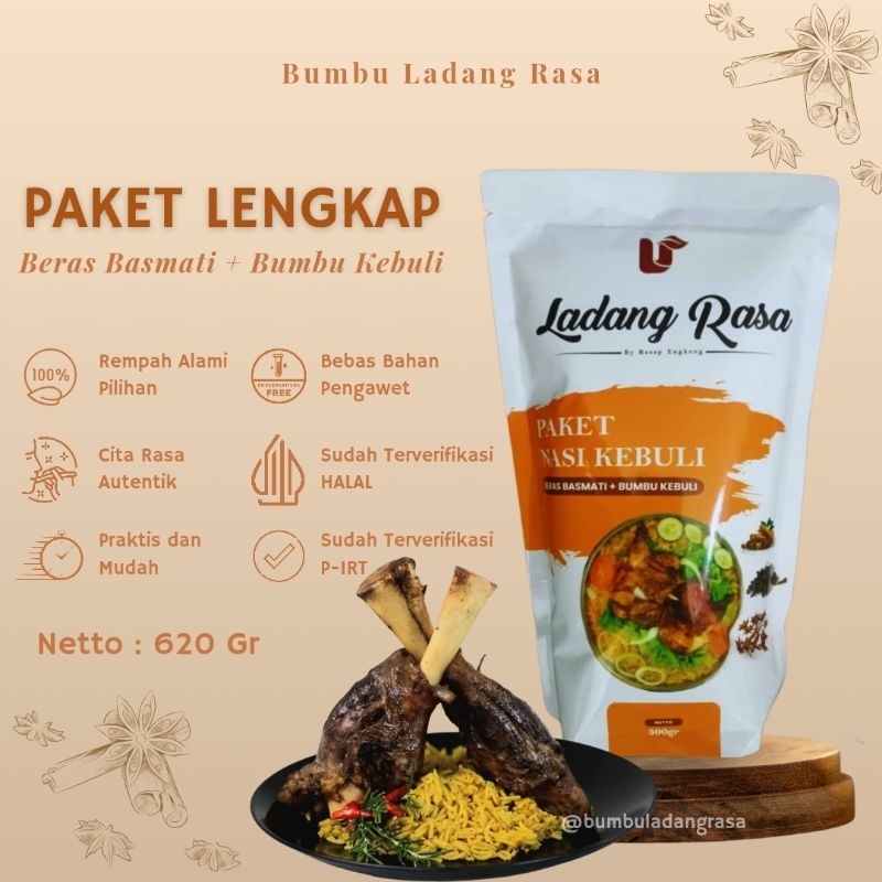 

Ladang Rasa - Paket Lengkap Beras Basmati + Bumbu Kebuli by Resep Engkong 600 gr
