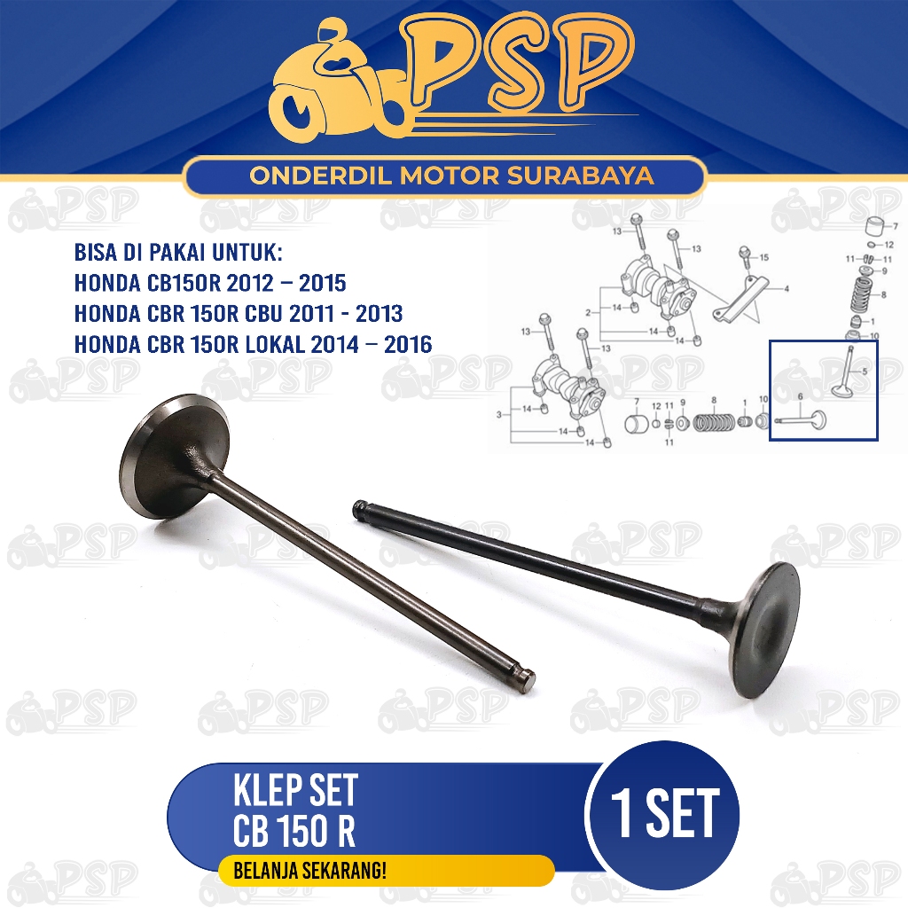 Klep Set CB 150R (Set Isi 2) - Payung Klep Kelep Valve Set In Ex Honda CB150R CB 150 R Lama