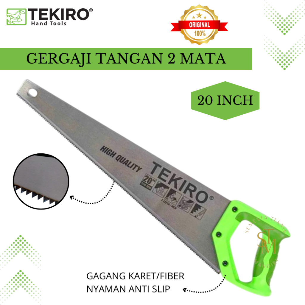 TEKIRO GERGAJI TANGAN GAGANG TPR 20 INCH 2 MATA - GERGAJI KAYU GAGANG PLASTIC Gergaji Belah