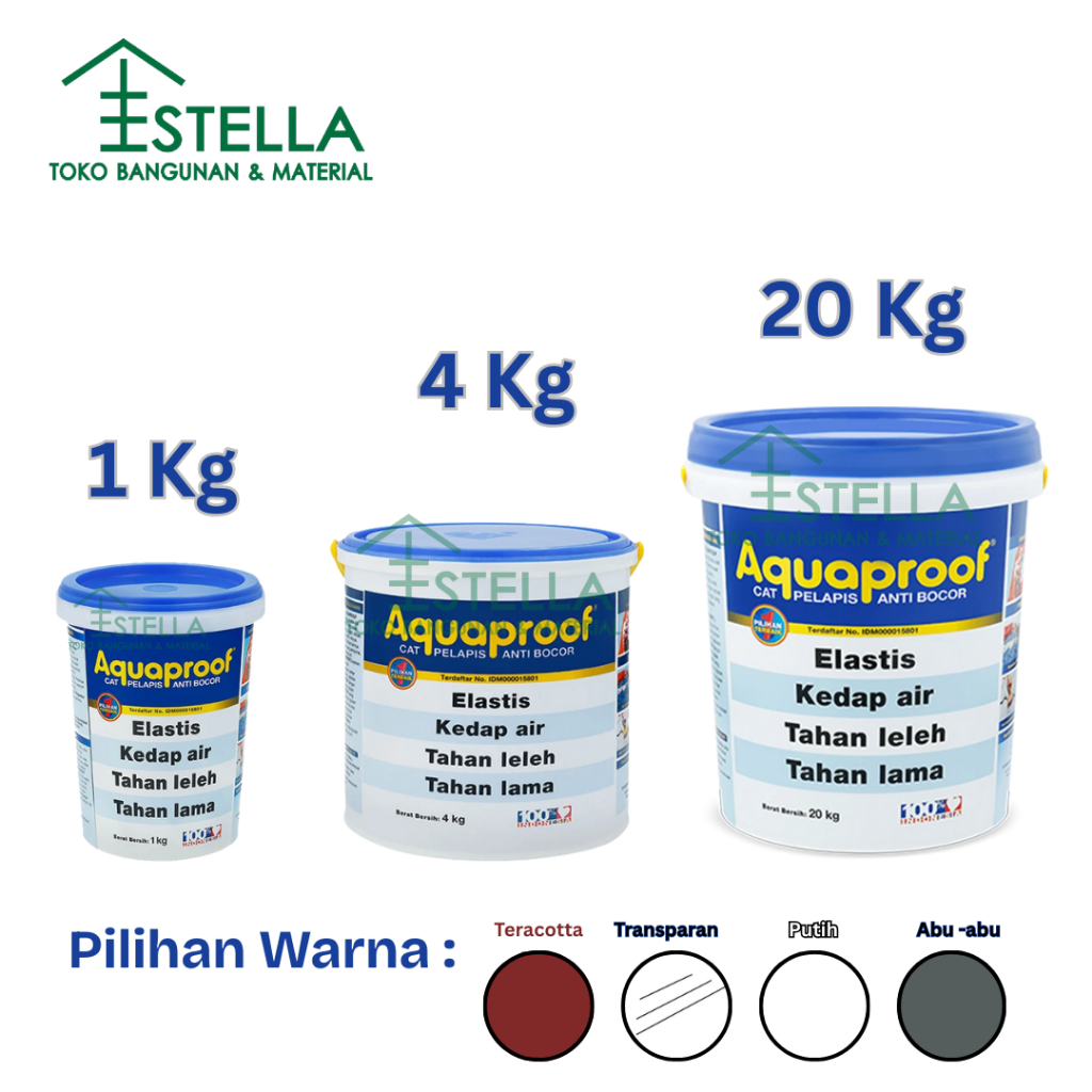 Aquaproof Waterproofing Aquaproof 20kg Aquaproof Pel 20kg Aquaproof Pail 20kg Aneka Warna 20kg / Cat
