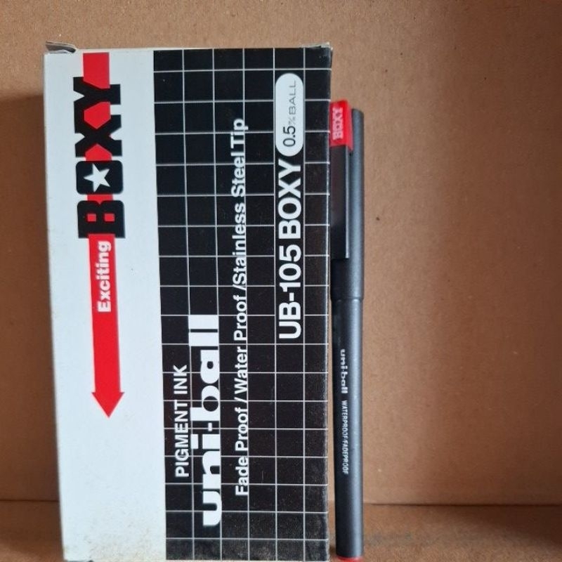 

pen boxy mata besi / uniball pigment ink UB 105 BOXY 0.5mm RED