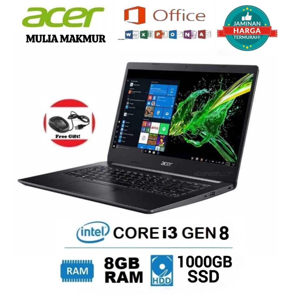 MURAH...LAPTOP ACER INTEL RAM 8GB/SSD 1TB bergaransi (free mouse)
