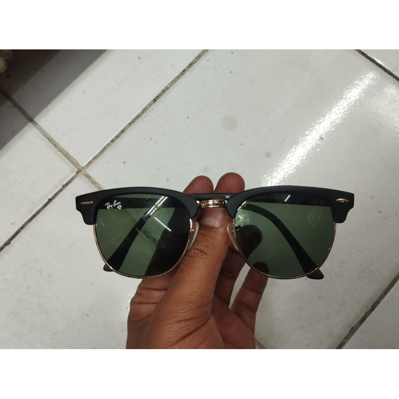 KACAMATA RAYBAN CLUBMASTER 3016 HITAM DOPE LENSA HIJAU BOTOL second ori