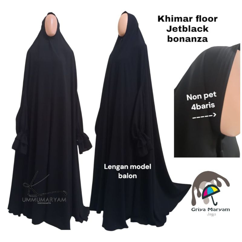 Khimar floor/khimar floor jetblack bonanza/khimar floor lengan balon