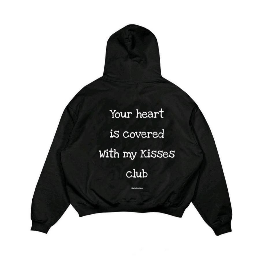 Outerwear Unisex Hoodie Boxy Oversize Satisfaction Hoodie Boxy Kiss Club Black