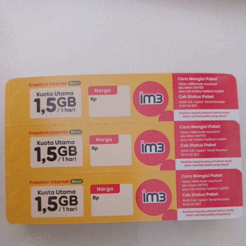 Voucher Data Indosat 1,5Gb 1 Hari