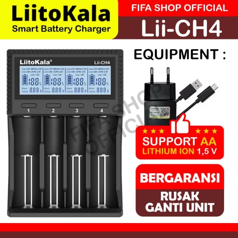 Charger Battery Liitokala Lii CH4 / Charger Baterai Original Liitokala