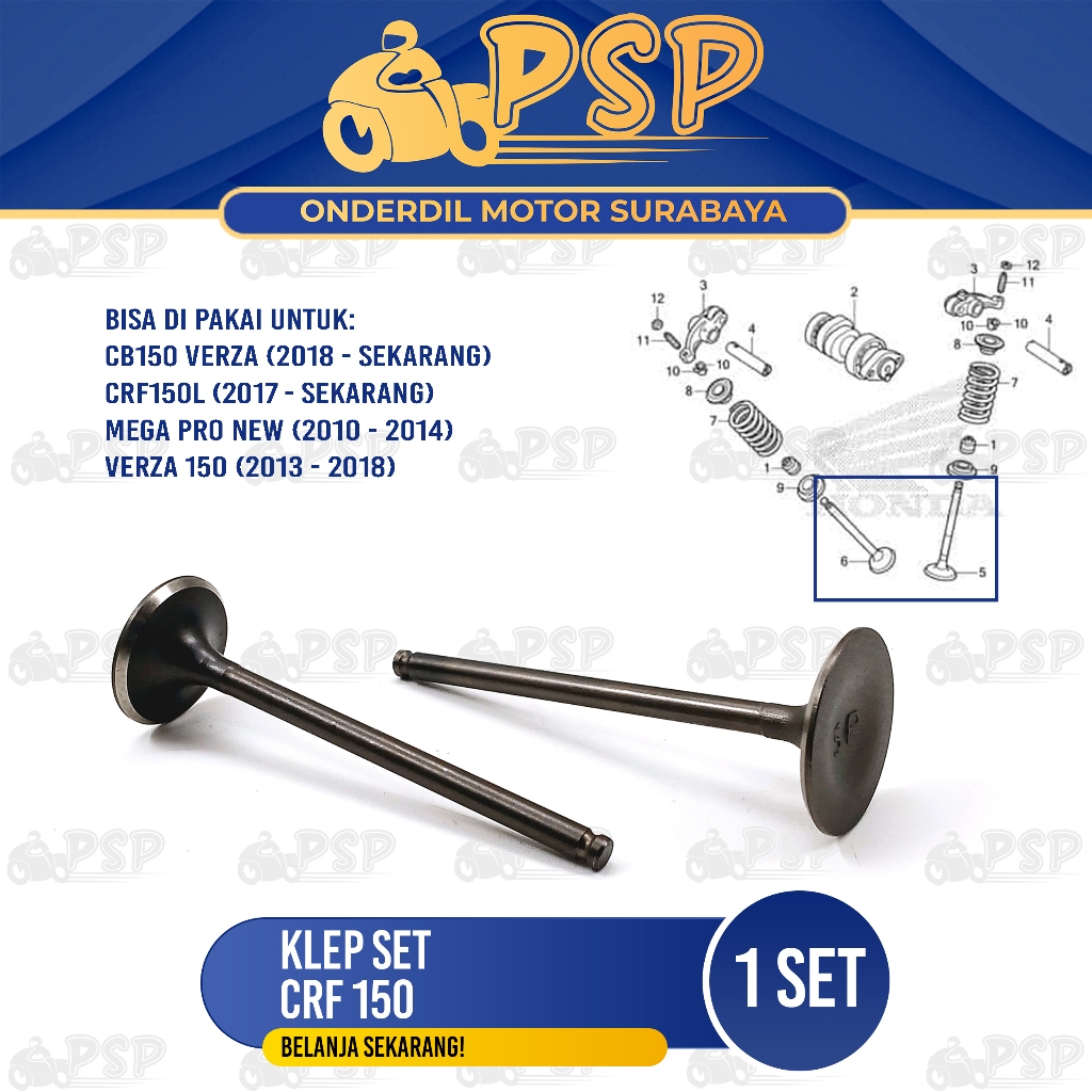 Klep Set CRF 150 (Set Isi 2) - Payung Klep Kelep Valve Set In Ex Honda CB 150 Verza Megapro New